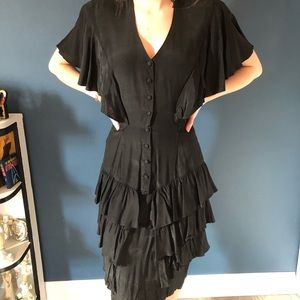 long black ruffled dress